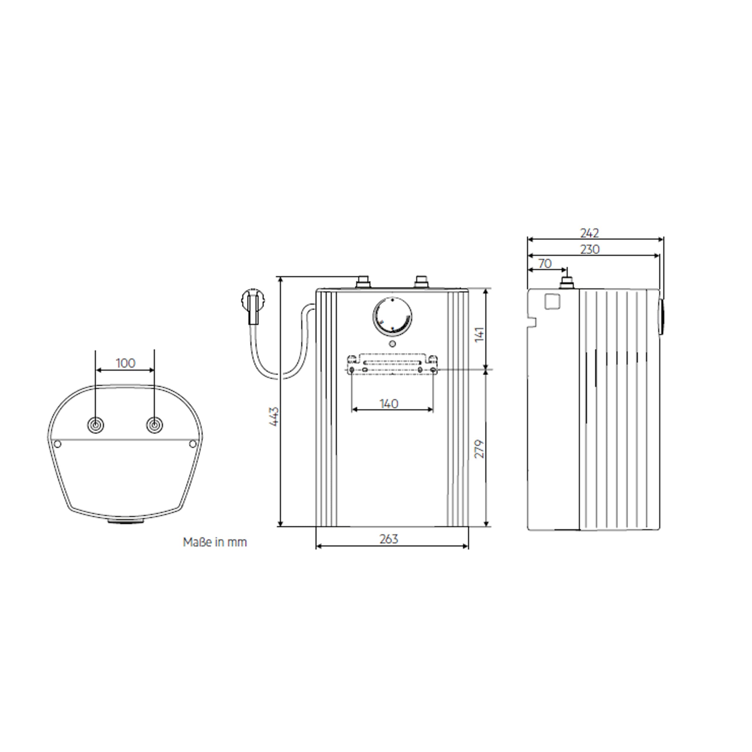 AEG druckloser Kleinspeicher Huz 5 Comfort mit ThermoStop-Technologie mit Stecker, 5l, untertisch, stufenlose Temperaturwahl von ca. 35-85 °C, 2kW, 222164