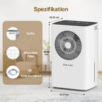 COLAZE Luftentfeuchter 12L/24h, Luftentfeuchter Elektrisch für Raumgrößen 120m³(30m²), Entfeuchter Leise, Raumentfeuchter mit Kompressor, Ideal für für Wohnung, Bad & Keller