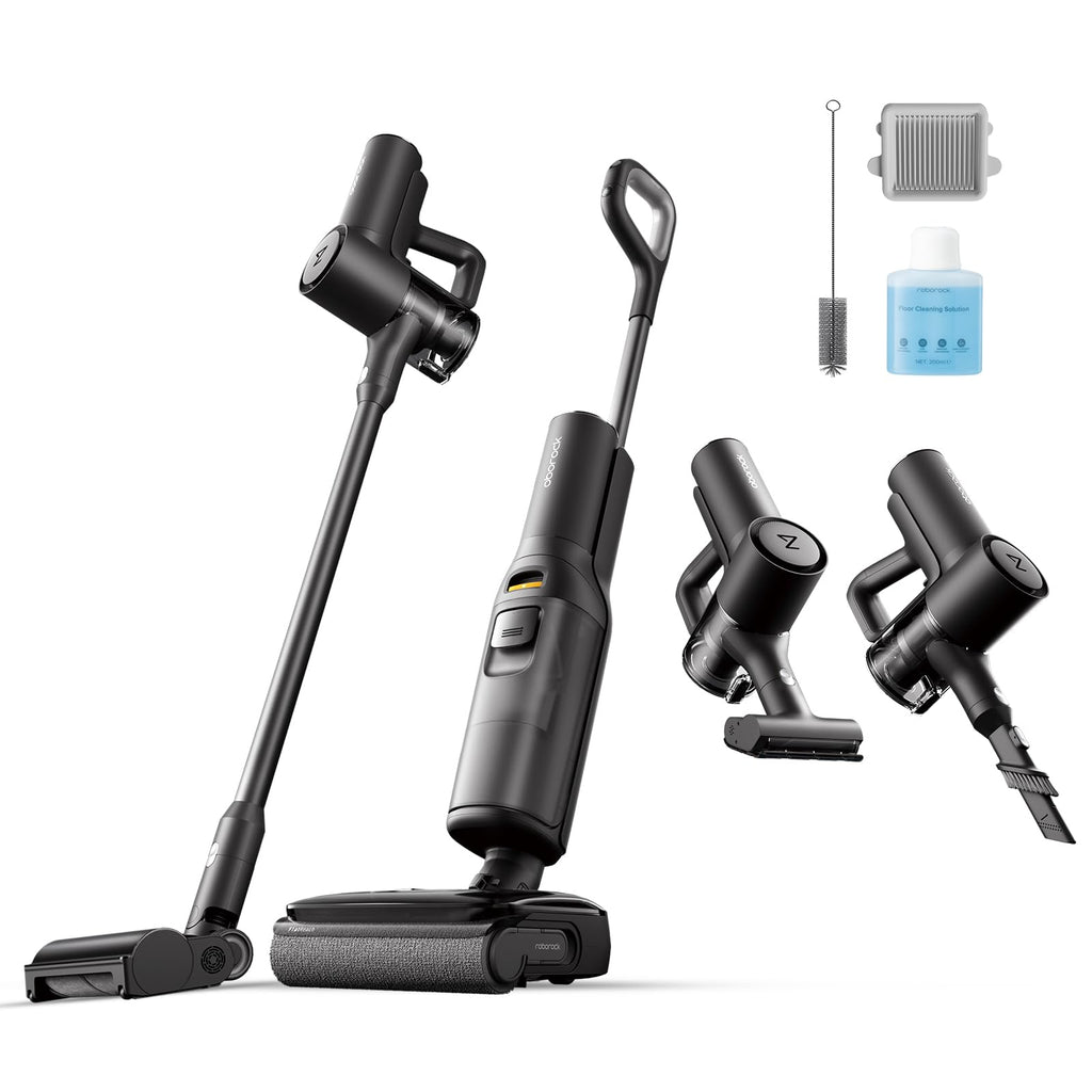roborock F25 Combo Nass Trockensauger Akku Staubsauger 5-in-1, 90°C Hochtemperatur Selbstreinigung und Trocknung, 20.000 Pa Absaugleistung, Ultraleise Stielstaubsauger für Tierhaare, Harte Böden