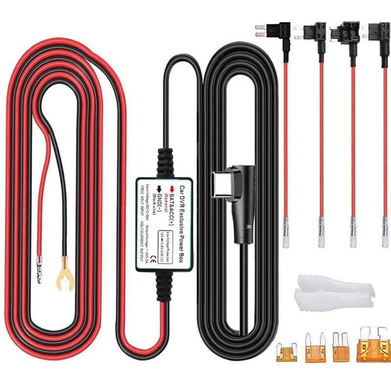 dashcam Gebildet Hardwire-Kit 12V-24V bis 5V Niederspannungsschutz 13ft/320cm Auto-Dashcam-Ladegerät Netzkabel für GPS-Stromversorgung Radarwarner kit