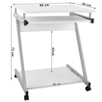 VASAGLE Schreibtisch, Computertisch mit 4 Rollen, 2 Davon mit Bremsen, PC-Tisch leichtgängiger Tastaturauszug, erleichterte Montage, platzsparender PC-Tisch in Z-Form, weiß, LCD811W, 60 x 48 x 73 cm