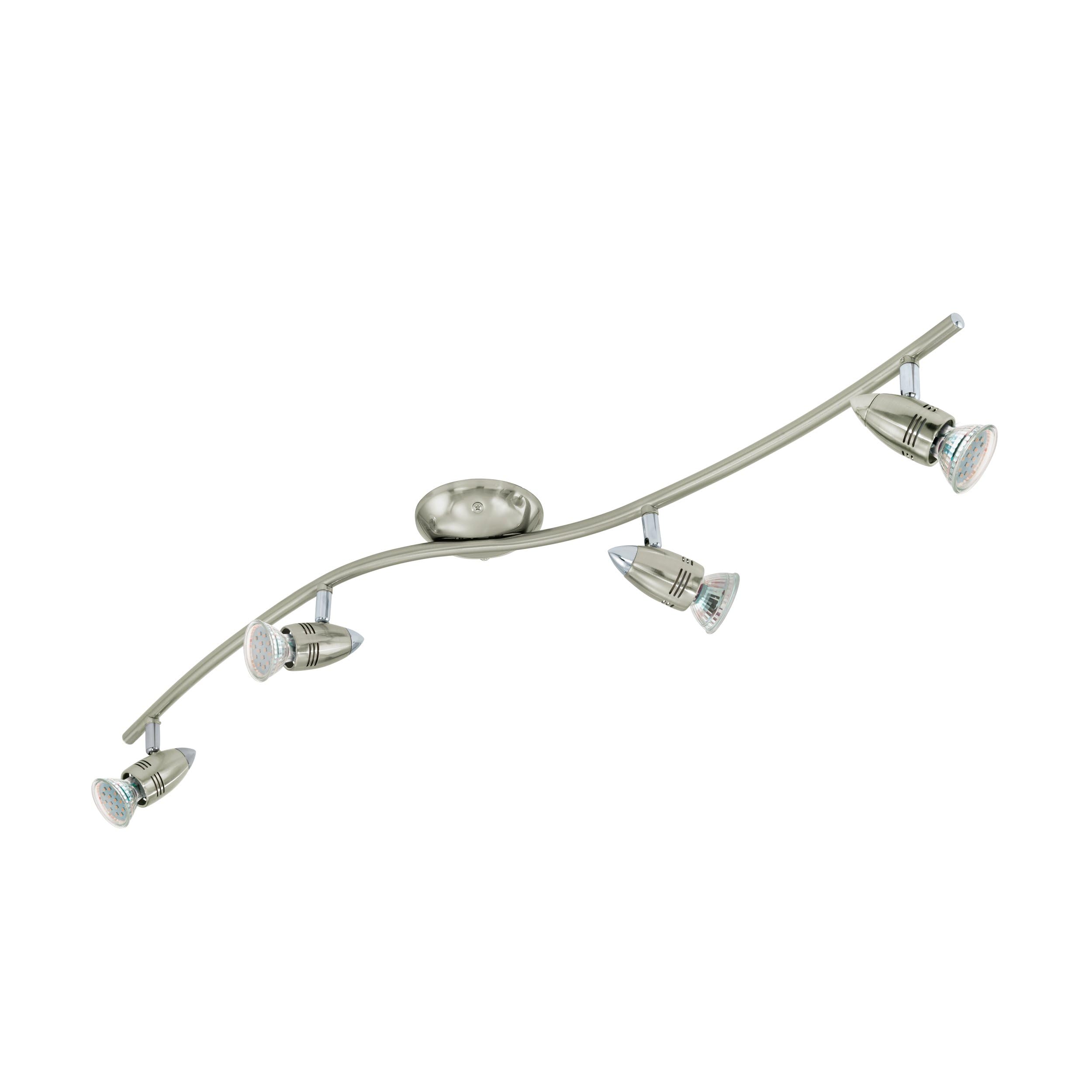 EGLO LED Deckenlampe Magnum LED, 4 flammige Deckenleuchte, Deckenstrahler aus Metall, Wohnzimmerlampe in Nickel-Matt, Chrom, Spots inkl. GU10 Leuchtmittel, warmweiß
