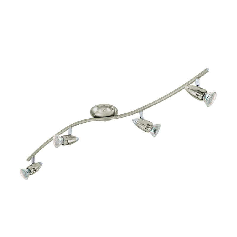 EGLO LED Deckenlampe Magnum LED, 4 flammige Deckenleuchte, Deckenstrahler aus Metall, Wohnzimmerlampe in Nickel-Matt, Chrom, Spots inkl. GU10 Leuchtmittel, warmweiß