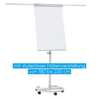 FRANKEN Flipchart, Beschreibbar, Magnetisch, Mobil, Mit Rollen und 2 Seitenarmen, Whiteboard mit Ständer, Papierhalterung und Stifteablage, 68 x 105 cm, ECO Mobil, F2400/N