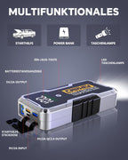 CARHEV 7000A Starthilfe Powerbank für Pkw, 12V Auto Starthilfe Powerbank (Bis Zu 10,0L Benzin Oder 10,0L Diesel), Auto Starter Powerbank mit QC 3.0 USB Ausgänge, Batterie Jump Starter mit LED