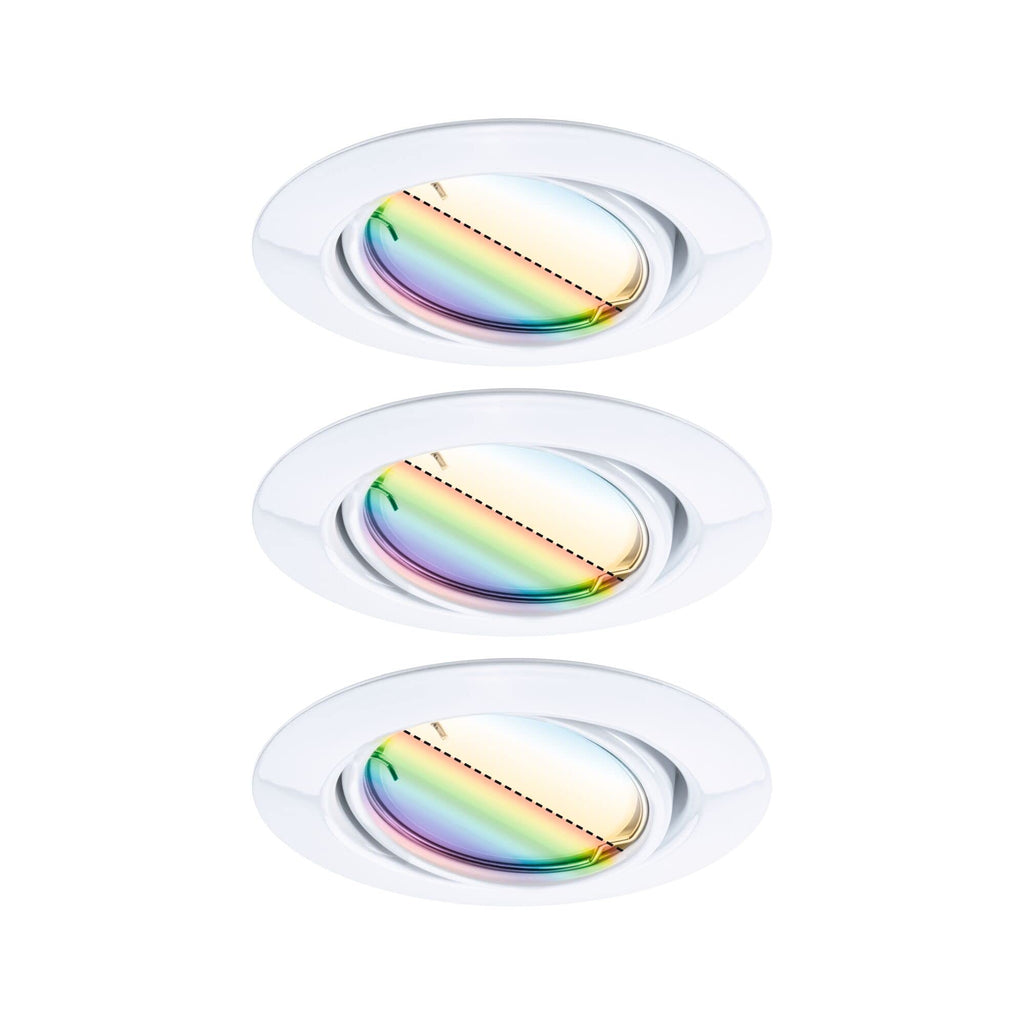 Paulmann 92466 LED Einbauleuchte Base Smart Home Zigbee Basisset schwenkbar rund 230V 3x4,9W 3x420lm dimmbar 90mm Weiß Metall RGBW+