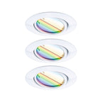 Paulmann 92466 LED Einbauleuchte Base Smart Home Zigbee Basisset schwenkbar rund 230V 3x4,9W 3x420lm dimmbar 90mm Weiß Metall RGBW+