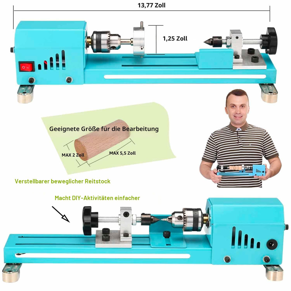 Winbomgo Mini-Holzdrehmaschine, Mehrzweck-Drehmaschine, Fräsdrehmaschine, Schneiden, Polieren, Profi-Tisch, Top-Drehmaschine Werkzeugsatz