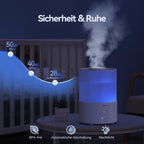raydrop Luftbefeuchter Schlafzimmer 3L, Ultraschall Cool Mist Luftbefeuchter für große Räume & Zuhause, Top-Fill Humidifier für Baby & Pflanzen, Aroma Diffusor mit LED-Licht, Timer & Auto-Abschaltung