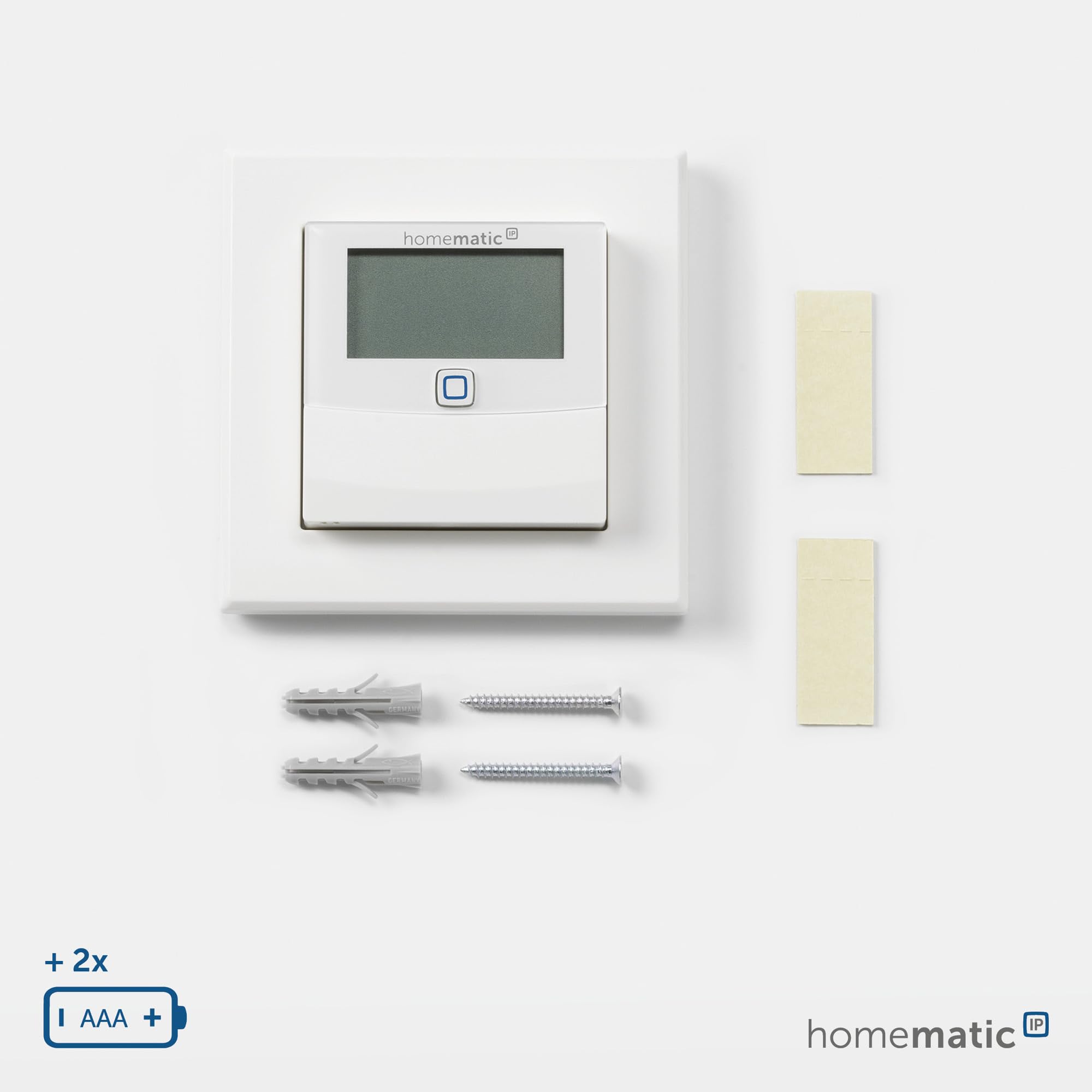 Homematic IP Smart Home Temperatur- und Luftfeuchtigkeitssensor mit Display – innen, steuert Heizkörper/Fußbodenheizung per App, Alexa, Google Assistant, Temperaturmessung, Energie sparen, 150180A0