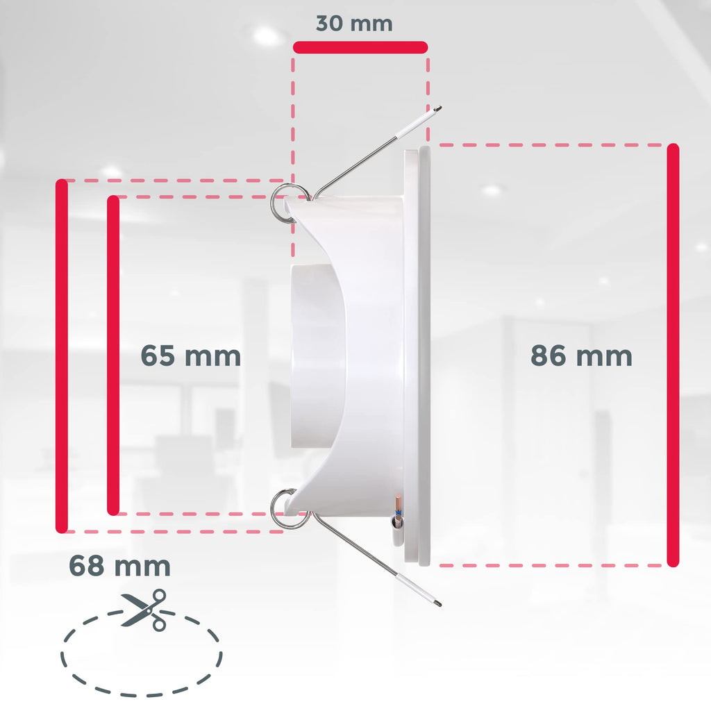 B.K.Licht - 5er Set LED Bad Einbaustrahler 230V flach, IP65, neutralweiße Lichtfarbe, Lochmass 68mm, LED Spot, Deckenspots, Spots, Einbauleuchten, Einbauspots, Badezimmer, 86x30 mm, Weiß