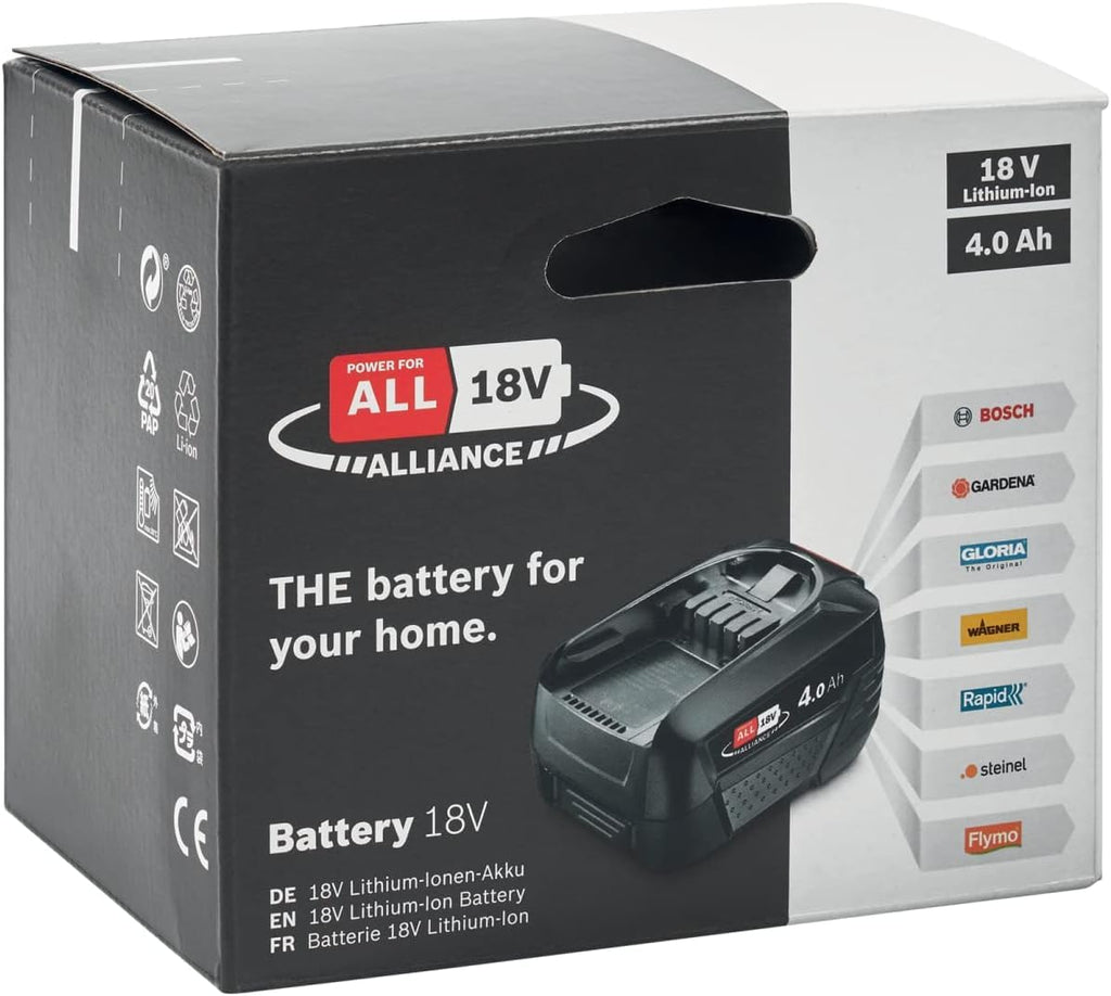 Rapid POWER FOR ALL Akku 18V 4,0Ah – Hochleistungs-Lithium-Ionen für Bosch, Gardena, Gloria und Wagner Geräte – Kompatibel mit POWER FOR ALL