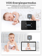 GHB Babyphone mit Kamera 5 Zoll 720P HD 5000mAh IPS-Display VOX-Modus 4X Zoom Nachtsicht Gegensprechen Temperaturanzeige Nicht drehbar