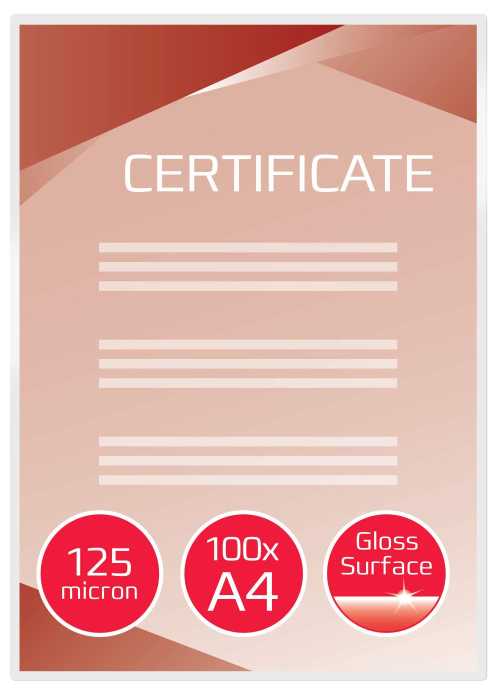 GBC Laminierfolien A4 125 mic, Robuste Laminiertaschen im 100er Pack, Glänzend, Transparent, Ideal für Büro & Schule, 3200723