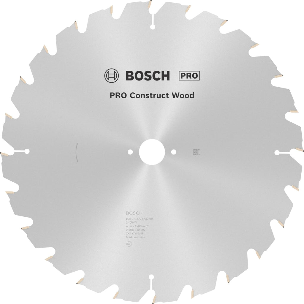Bosch Professional Kreissägeblatt Construct Wood (Holz, 350 x 30 x 3,5 mm, 24 Zähne, Zubehör Kreissäge), 2608640692, Ø 350 mm