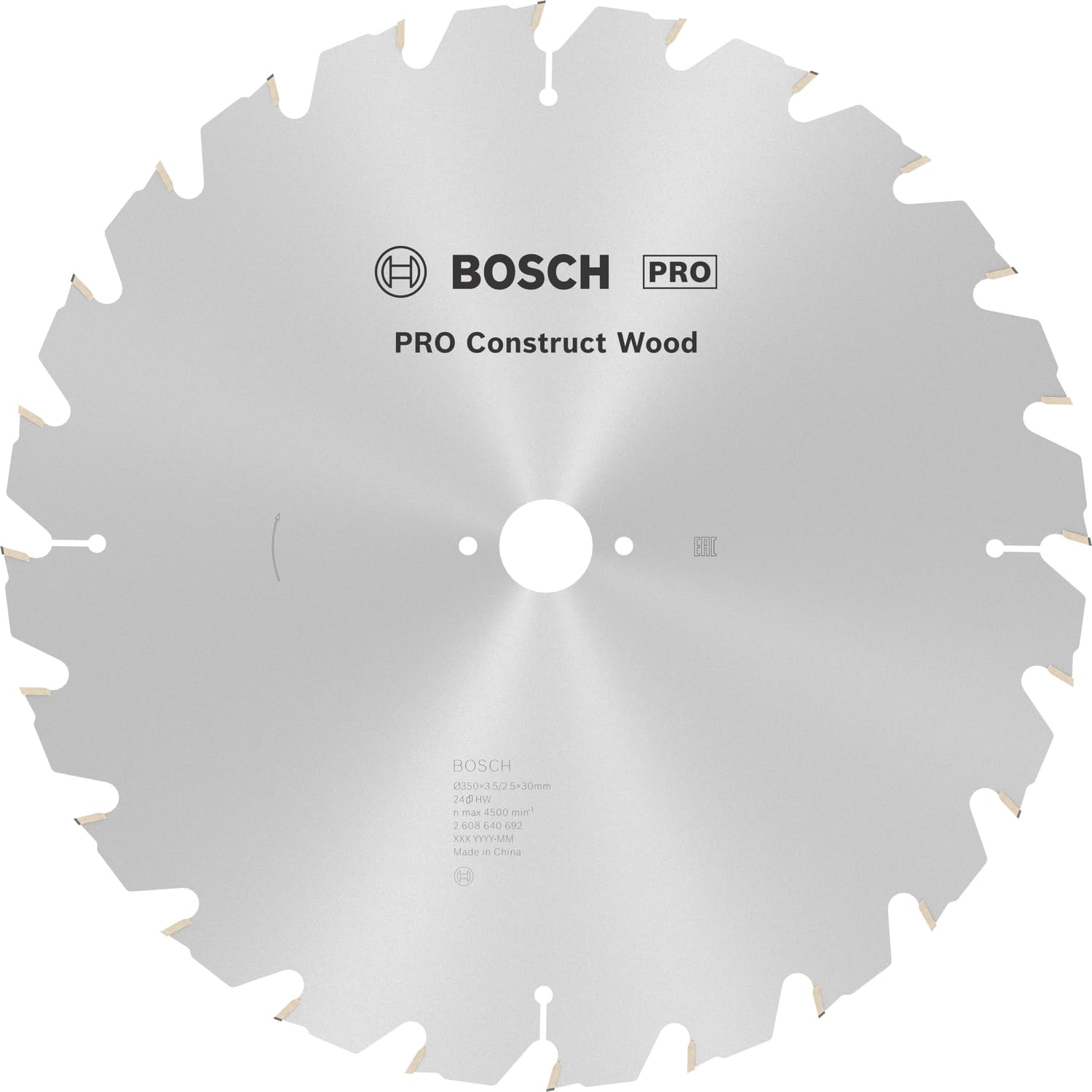 Bosch Professional Kreissägeblatt Construct Wood (Holz, 350 x 30 x 3,5 mm, 24 Zähne, Zubehör Kreissäge), 2608640692, Ø 350 mm