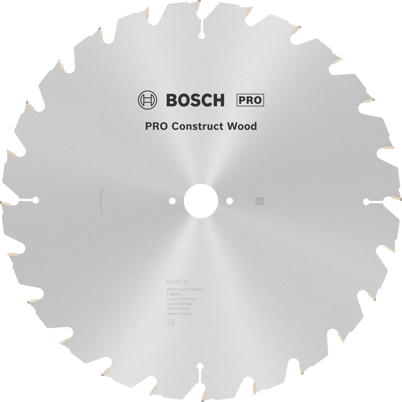 Bosch Professional Kreissägeblatt Construct Wood (Holz, 350 x 30 x 3,5 mm, 24 Zähne, Zubehör Kreissäge), 2608640692, Ø 350 mm