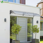 VOUNOT Vordach für Haustür 200 x 80 cm, Überdachung Haustür aus Aluminium und Polycarbonat, Transparentes Pultbogenvordach, Pultvordach, Grau