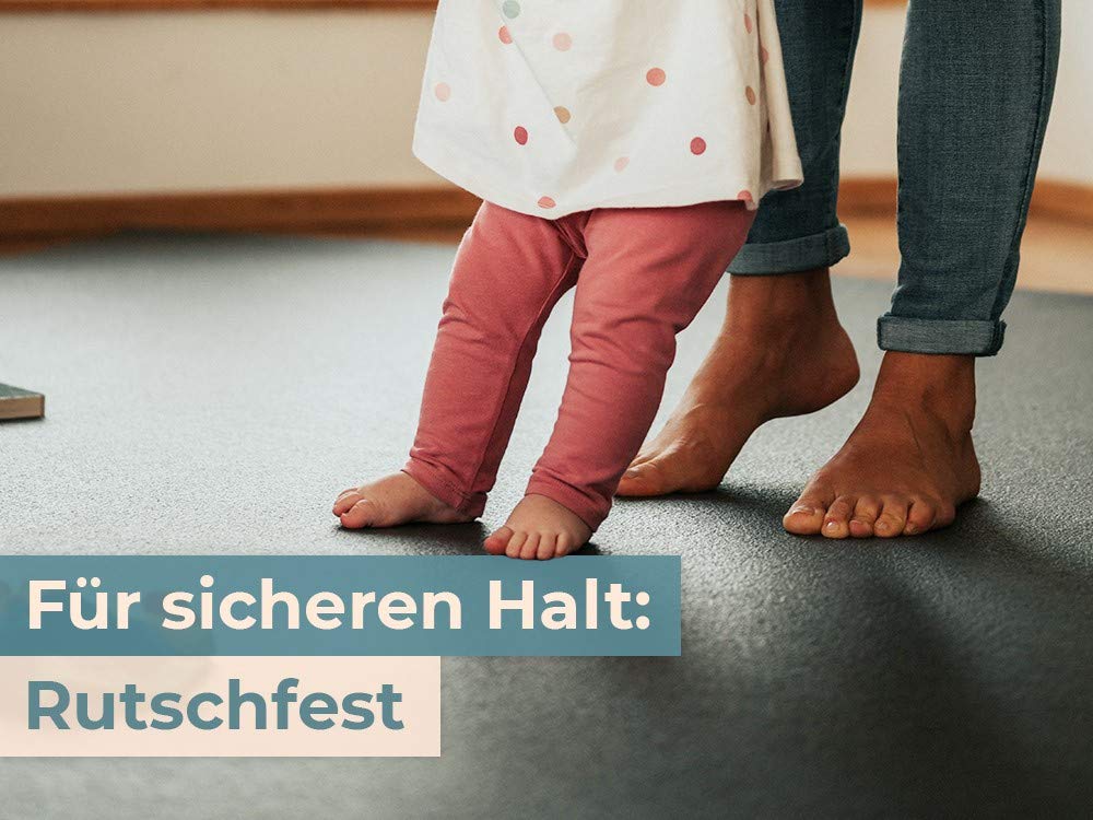 Sanosoft® Krabbelmatte Made in Germany, Öko-Tex Anti-Rutsch Krabbelunterlage - 120cm X 160cm Grau