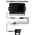 Rückfahrkamera-Set mit 7"-LCD-Monitor & 170° Weitwinkel- Rückfahrkamera, IP68 wasserdicht, 18IR Nachtsicht, für LKW/Anhänger/Bus/Van/Landwirtschaft/Schwertransport(12-24 Volt)