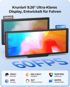 Krunia 9,26" Drahtloses Tragbarer Car Play Display mit 4K-Front- & HD-Rückfahr-Dual-Dashcam für Apple CarPlay & Android Auto mit OTA-Updates, Mirror Link, Bluetooth 5.0, Sprachsteuerung, GPS, FM