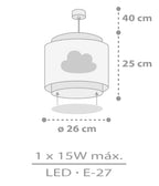 Dalber Lampe kinderzimmer, kinderlampe Pendelleuchte Hängelampe, Deckenleuchte Kinder, Deckenlampe kinderzimmer Baby Dreams Wolke Grau, 76012E, E27
