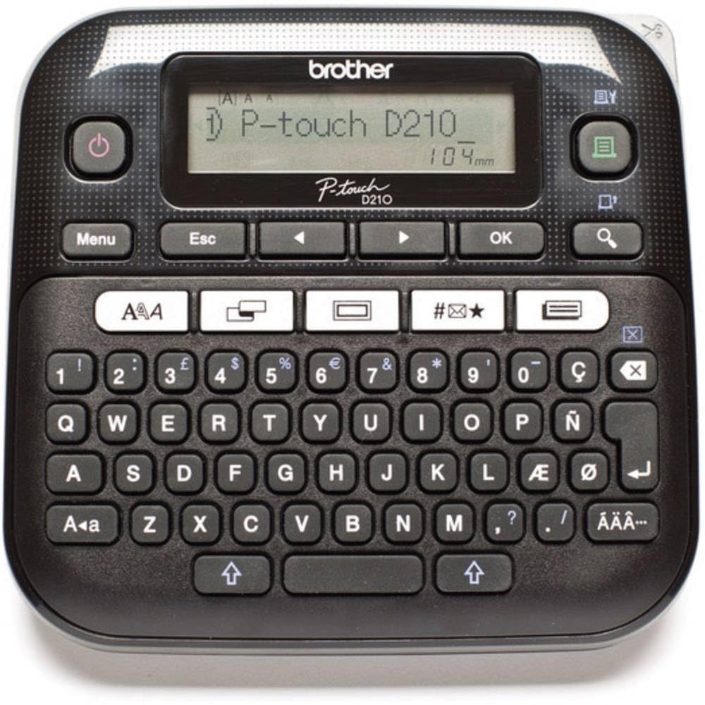 Brother PT-D210 Beschriftungsgerät, QWERTZ Tastaturlayout (für 3,5 bis 12 mm breite TZe-Schriftbänder, bis zu 20 mm/Sek. Druckgeschwindigkeit), Schwarz