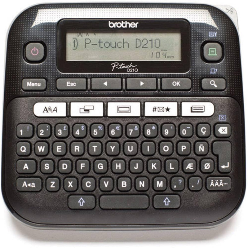 Brother PT-D210 Beschriftungsgerät, QWERTZ Tastaturlayout (für 3,5 bis 12 mm breite TZe-Schriftbänder, bis zu 20 mm/Sek. Druckgeschwindigkeit), Schwarz
