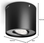 Philips Phase LED-Spotleuchte, Deckenspot dimmbar bis 10 %, 2700K, Einfache Installation, 500 lm, 6,5W, Einstellbarer Spot, EyeComfort, Schwarz