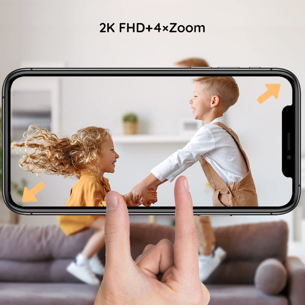 BOIFUN Babyphone mit 2 Kamera App, 2K QHD Bild, 355° Schwenken-60° Neige, 4×Zoom, Automatische Verfolgung, Weinen/Bewegungs/Geräuscherkennung, Temperatur und Feuchtigkeitsmessung