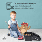 Bellabino Aki Kindersitzgarnitur - Kindermöbel Set 3 teilig - 2in1 Kinderhocker/Beistelltisch aus Holz Natur - Montessori Wendebank Birke - Kindersitzgruppe Indoor - Kindertisch mit Kinderstuhl