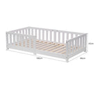 ecomi® Kinderbett 80x160 mit Rausfallschutz Bodenbett Kinder Bett mit Lattenrost für Kinder Kinderbetten für Mädchen und Jungen Massivholz Kiefer in Weiß