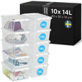 SmartStore - 10x Aufbewahrungsbox mit Deckel Classic 14L (40x30x18cm) | Stapelbare Box mit Deckel | Lebensmittelechte Kunststoffbox | Plastikbox mit Deckel & verstärkten Ecken | 10 Jahre Garantie