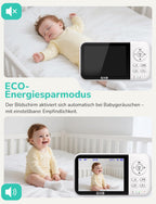 GHB Babyphone mit Kamera Baby Monitor 3,2 Zoll LCD 2100 mAh Akku 2X Zoom Temperatursensor Nachtsicht Gegensprechen