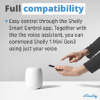 Shelly 1 Mini Gen 3 | 4er Pack | WiFi & Bluetooth Smart Switch Relais 1 Kanal 8A | Hausautomation | Kompatibel mit Alexa und Google Home | iOS-Android-App | Kein Hub erforderlich | Trockene Kontakte