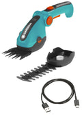 Gardena Set Akku-Gras- und Strauchschere ComfortCut Li: Rasenkantenschere und Strauchschneider, abwinkelbarer Komforthandgriff mit LED-Anzeige, Messerwechsel ohne Werkzeug (9888-20)