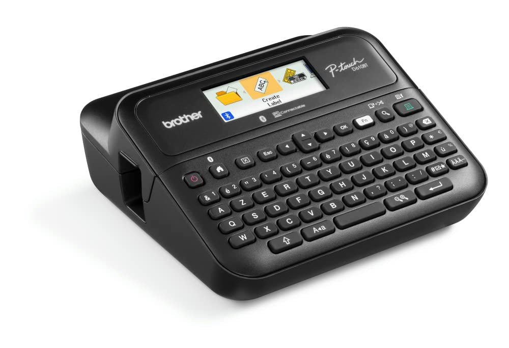 Brother PT-D610BTVP Bluetooth-Tischetikettierer mit Koffer, Anschluss an PC und Smartphone, Farbdisplay, TZE-Serie von 3,5 bis 24 mm, inklusive Stromadapter AD-E001
