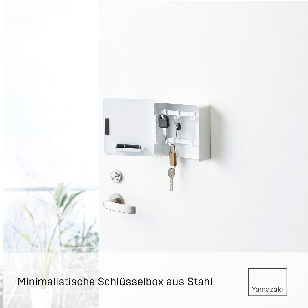 Yamazaki 4799 TOWER Magnetischer Schlüsselkasten, weiß, Stahl, minimalistisch, 15.8 x 5.5 x 15.8 cm