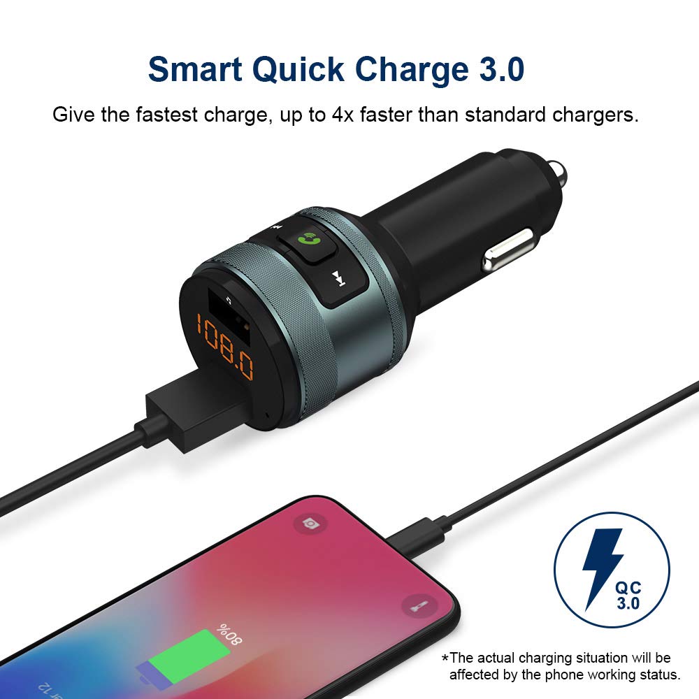 Bluetooth FM Transmitter, ZeaLife Auto Radio Transmitter QC 3.0 KFZ Wireless Bluetooth 5.3 FM Radio Adapter Freisprecheinrichtung Car Kit mit Dual USB Ladegerät Unterstützt 64GB USB Stick