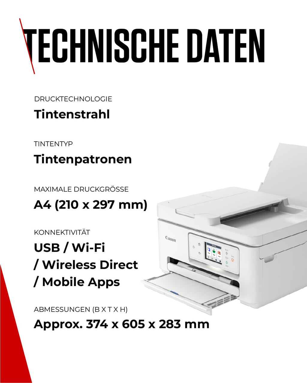 Canon PIXMA TS7750i Multifunktionsdrucker 4in1 (Tintenstrahl,Drucken, Kopieren, Scannen,Faxen, A4, 6,7 cm Touch, WLAN, 35 Blatt ADF, 2 Papierzuführungen, kompatibel mit Pixma Print Plan "Abo") Weiß