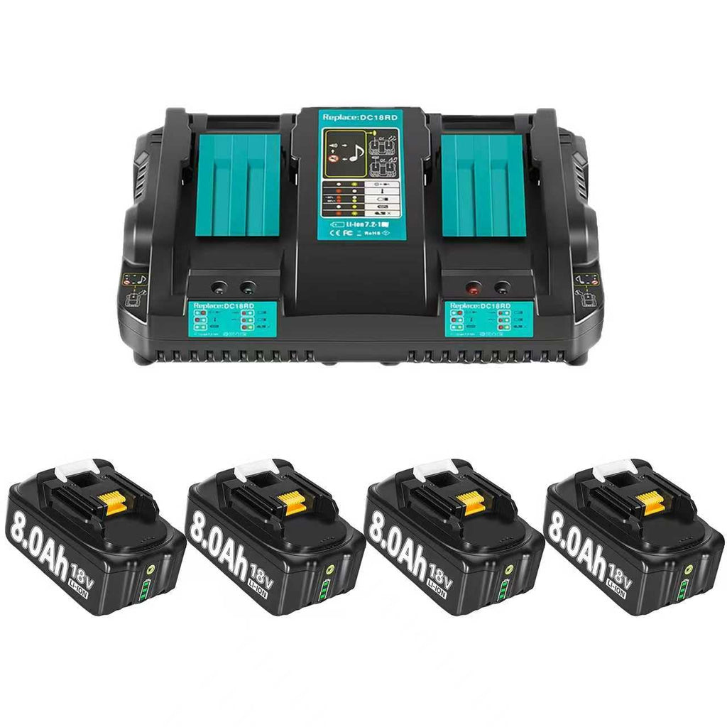 8000mAh BL1860 Ersatzakku für makita akku 18v 8Ah Ersatzakku für Makita akku BL1850 BL1850B BL1860 BL1860B BL1840B BL1840 BL1830 BL1835 BL1845 194204-5 LXT-400 Werkzeugakku mit LED (8.0-4-C)