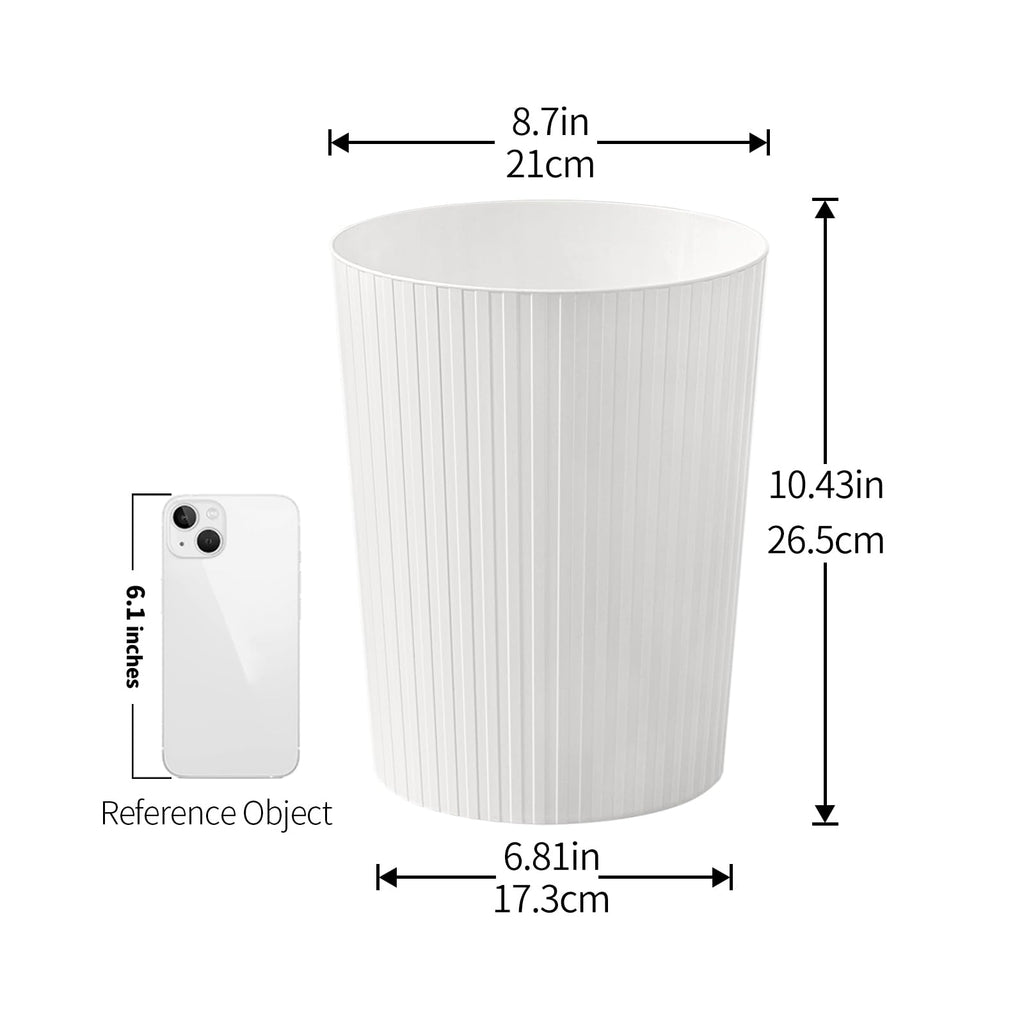 Cetomo 7.2L*3 Mülleimer, Abfalleimer, Müllbehälter, Papierkorb, Abfallbehälter, Plastikmülleimer für Papierabfall, Büro, Schlafzimmer, Kunststoff (PP), Weiß, 7.2L - 3er Pack