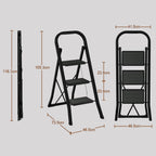 AMHANCIBLE Trittleiter, Leiter mit 3 Stufen, bis 150 kg belastbar, Klapptritt mit breitem Anti-Rutsch-Pedal und Klappsicherung, Einfach zu Verstauen, Perfekt für Küche & Haushalt, Schwarz EBSL03BK