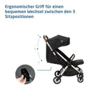 Maxi-Cosi Eva3 Kinderwagen, 0–4 Jahre, 0–22 kg, Baby Kinderwagen, Leicht und kompakt, Flache Liegeposition, 3 Liegepositionen, Automatisch mit 1 Hand klappbar, Tragegurt, Essential Black Champagne