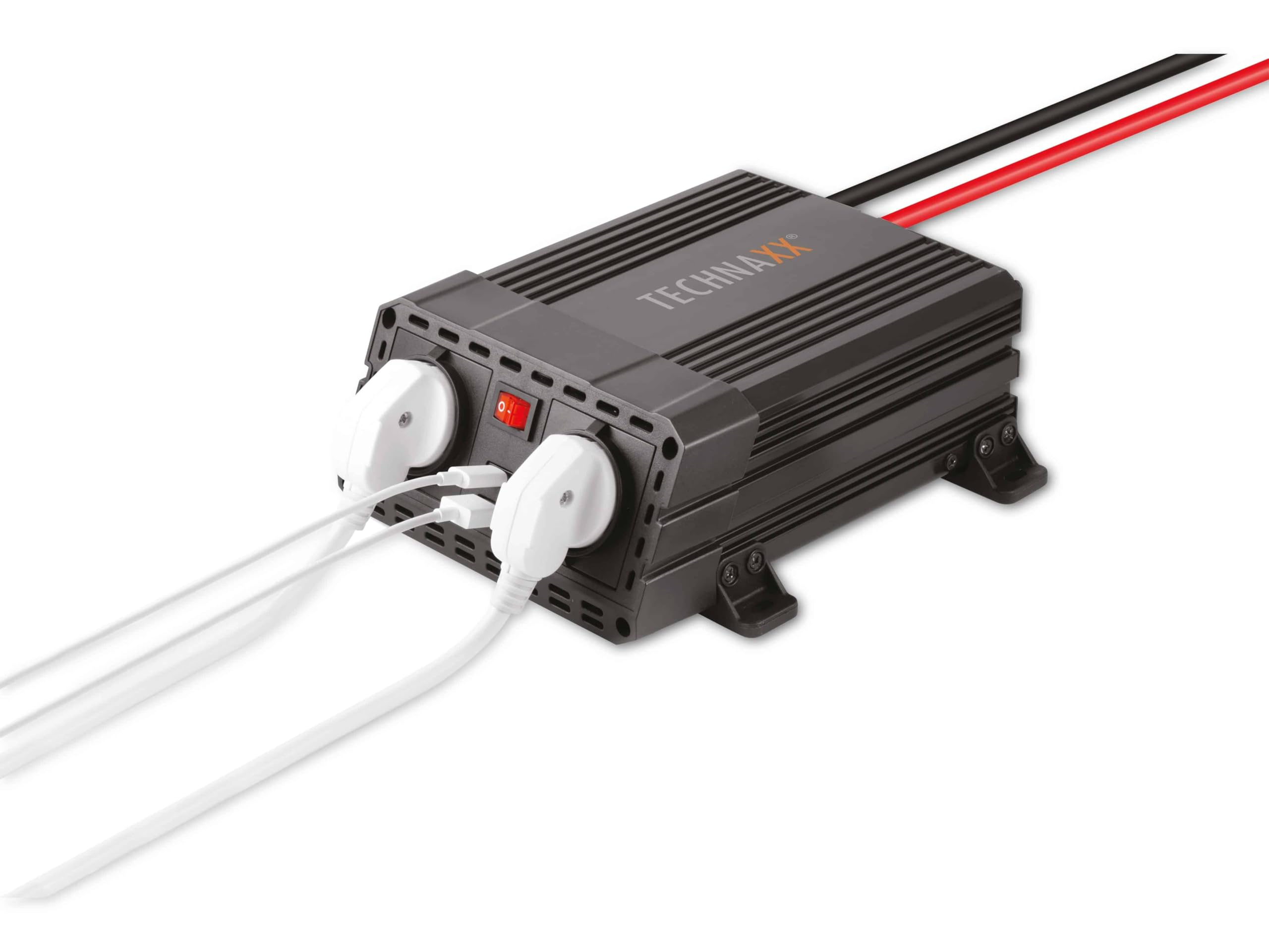 Technaxx Wechselrichter 24V auf 230V - LKW Inverter mit 2X Schuko-Stecker und 2X USB-Port - Power 600W / 1200W (Spitze) - Spannungswandler TE19 24V
