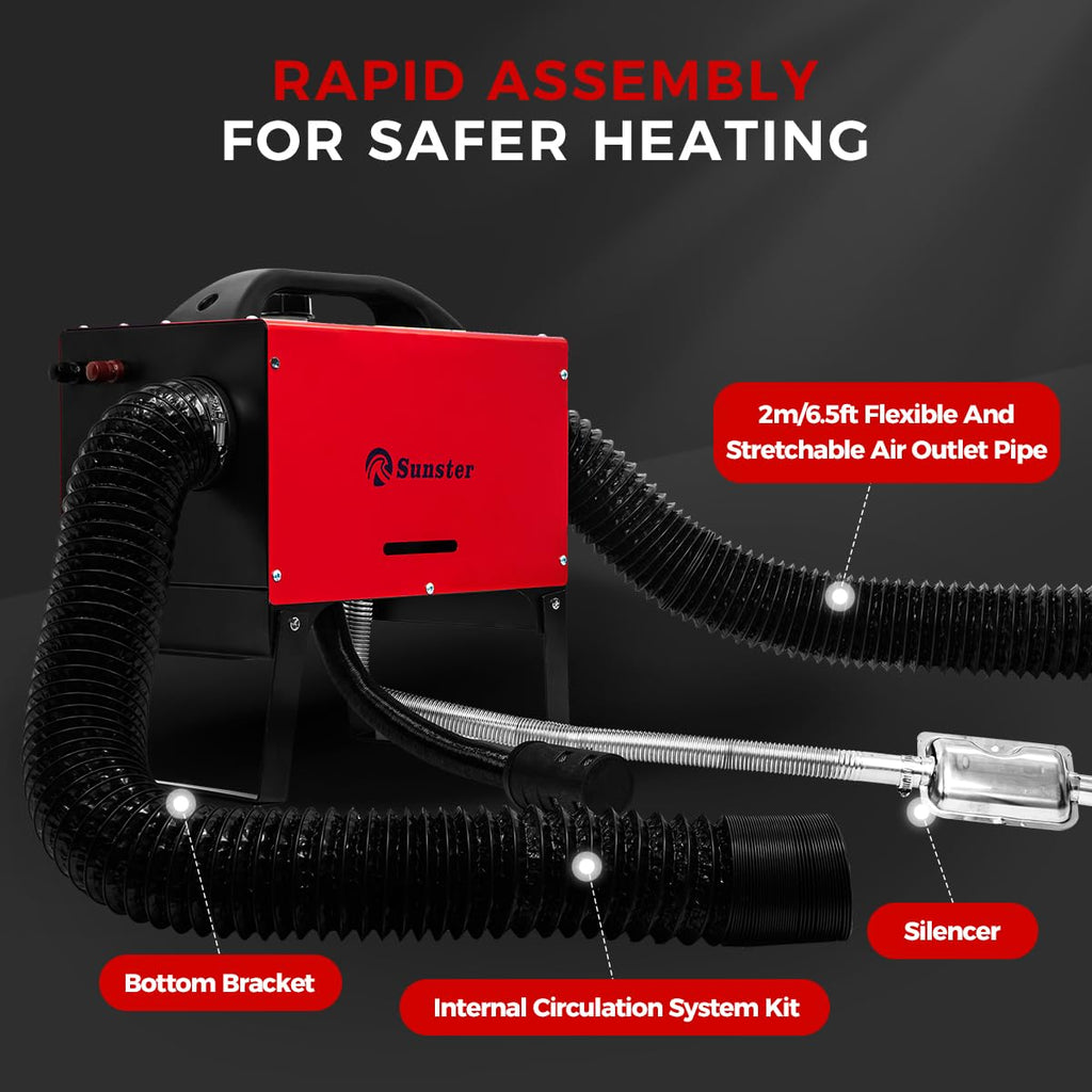 8KW Diesel Standheizung,12/24V/230V dieselheizung mit Ausdehnbare Basis, Bluetooth-APP & AC-DC Adapter, Auto Start -Stopp, Lüftungsfunktion & Inneres Zirkulationssystem, Diesel Heizung für Wohnmobil