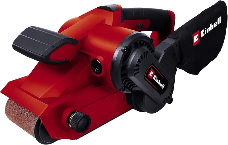 Einhell Bandschleifer TC-BS 8038 (800 W, Präziser Bandlauf Mit Feinjustierung, Keramische Schutz-Einlage, Zusatzhandgriff, Integrierte Staubabsaugung, Inkl. Schleifband)