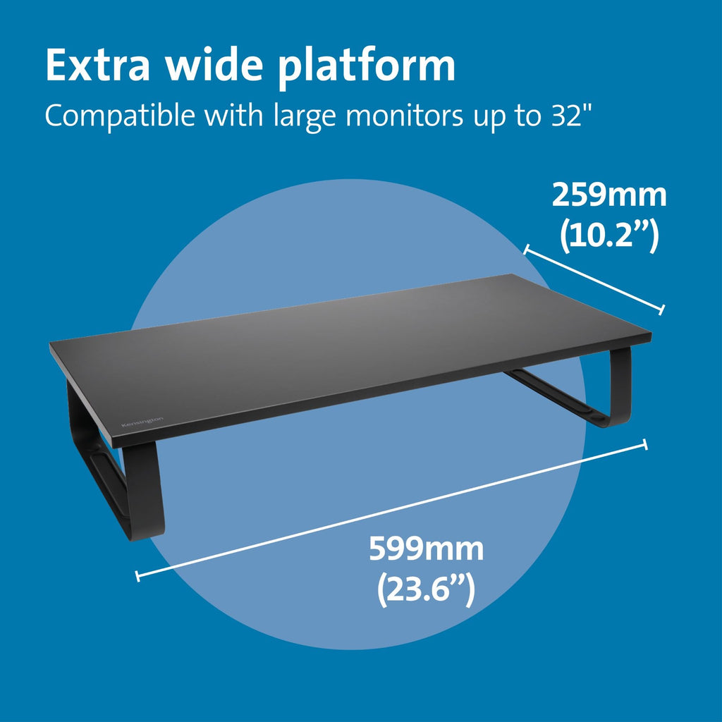 Kensington Extra breiter Monitorständer für Schreibtische. Großer Computerständer/Monitorständer/Schreibtischerhöhung (K55726EU), Schwarz