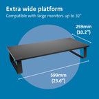 Kensington Extra breiter Monitorständer für Schreibtische. Großer Computerständer/Monitorständer/Schreibtischerhöhung (K55726EU), Schwarz