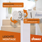 Treppenschutzgitter 75-84 cm, ohne Bohren, Türschutzgitter für Kinder, Hunde und Katzen, mit Auto-Close & Keep-Open Funktion, Treppengitter weiß